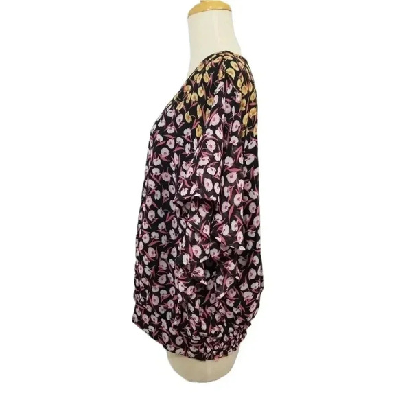 {Ann Taylor Factory} Floral Print Polyester Ruffled Blouse - Picture 3 of 14